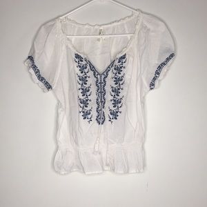 Bohemian style top with roused waist